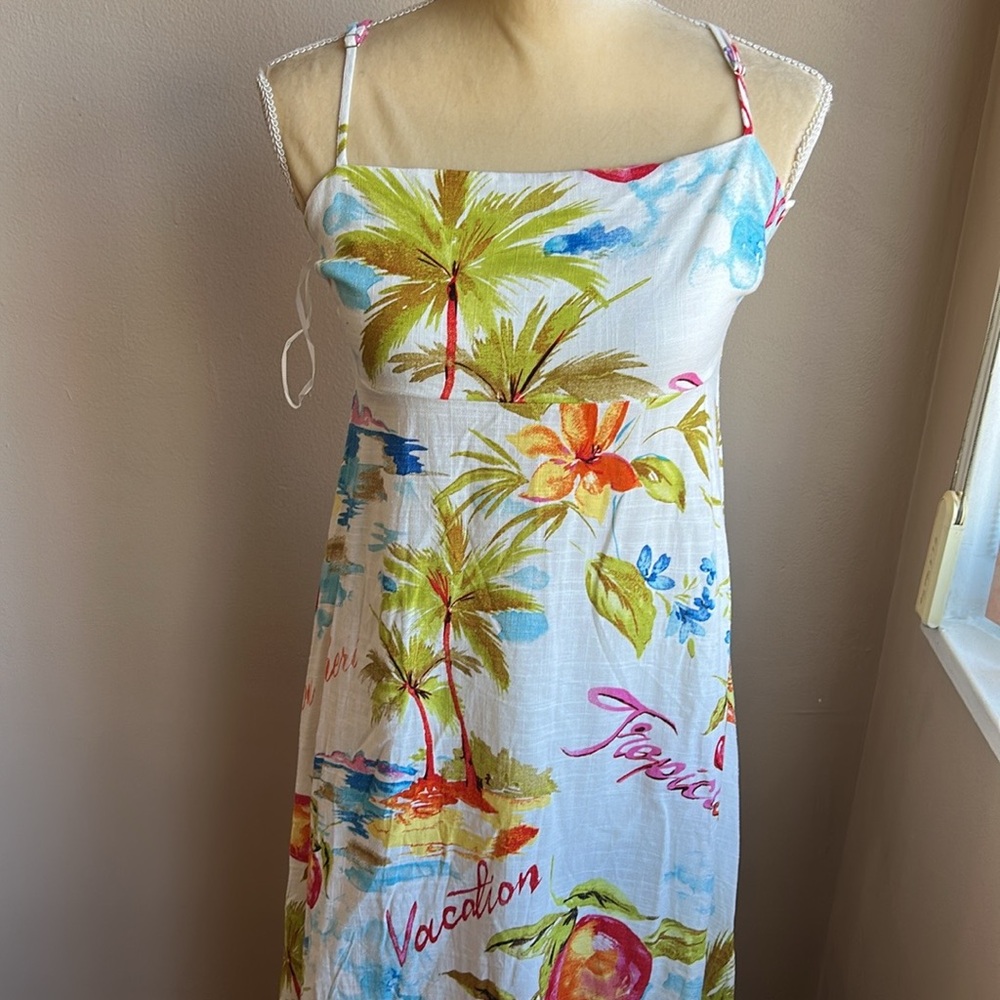 Paper Heart Womens Spring Summer  Dress Fruits Palm Trees New Tropical - Picture 2 of 4
